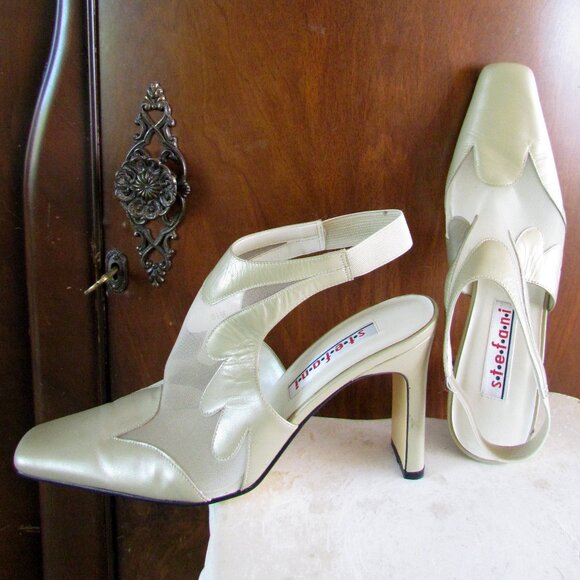 STEFANI NUDE SHOES, 8.5, SLING-BACK SEE-THRU ELEGANT MESH, 4" HEELS - Picture 9 of 12